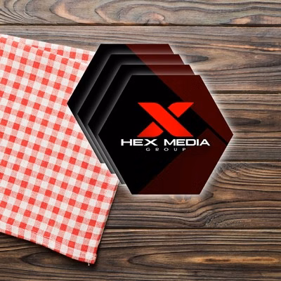 USA Made Premium Hexagon Paper Coasters (3.75x4.25") Bright White Board Stock