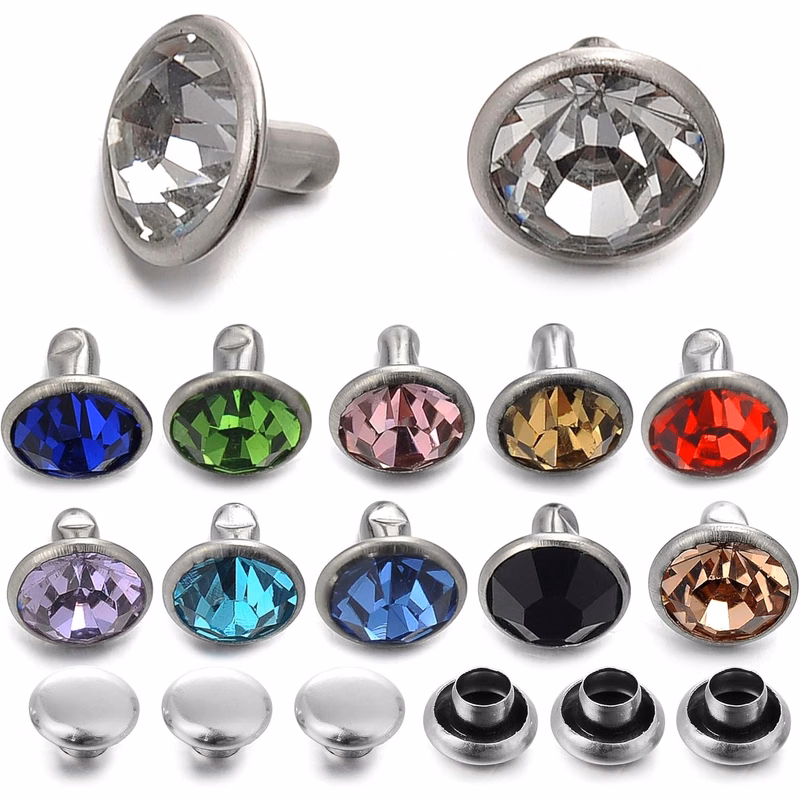 100 Sets Mixed Colors Crystal Rivets