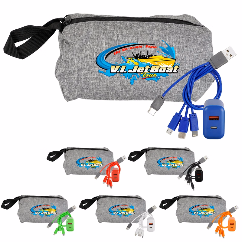 Recycled Travel Pouch Fast Charger Set