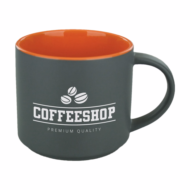 16 oz. Orange In Satin Gray Out Norwich Mug