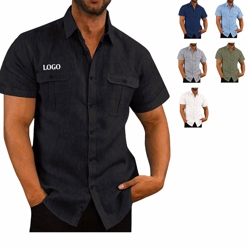 Mens Short Sleeve Classic Shirts Fishing Casual