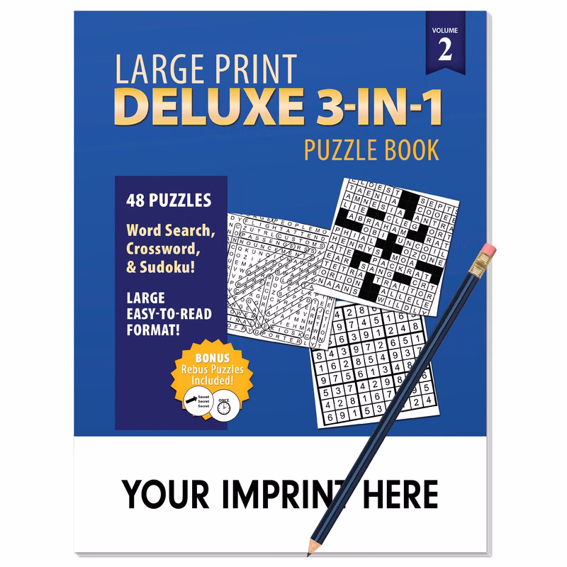 PUZZLE BOOK PACK - Deluxe Large Print 3-in-1 Puzzle Book Puzzle Pack