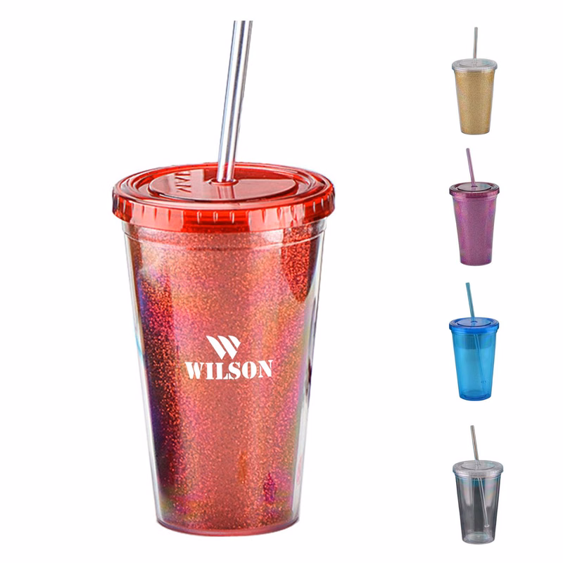 17 Oz Double Wall Plastic Cup w/ Lid
