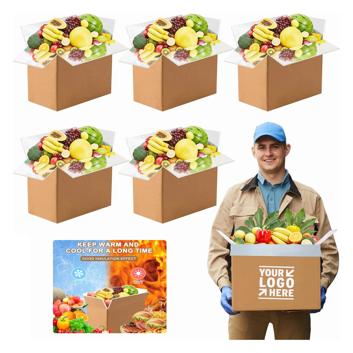 9"x5"x6"Thermo Chill Insulated Shipping Box Food Cooler Mailing Carton with Aluminum Foil Liner 1