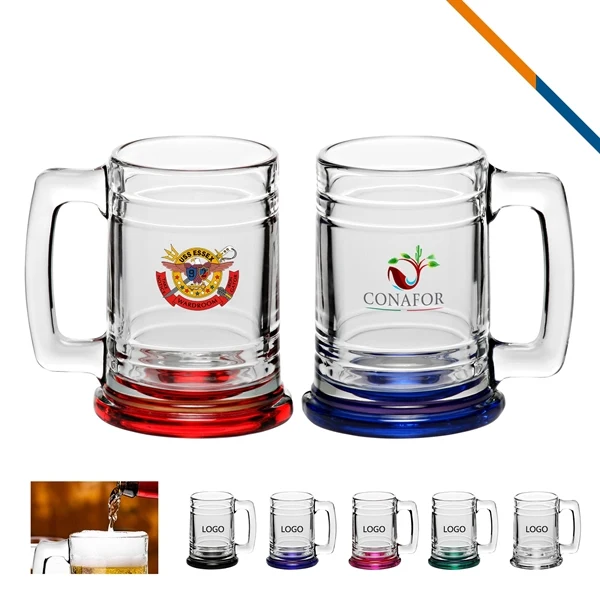 Custom 15 oz Ridged Glass Beer Mugs Easy Grip Handle — Bar & Brewery Wear 1