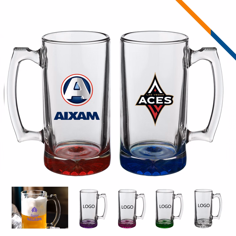 Libbey Clino Glass Beer Mugs - 12 OZ.