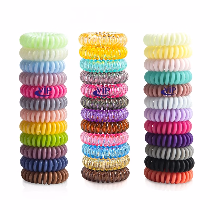 Candy-Colored Transparent Telephone Cord Hair Ties