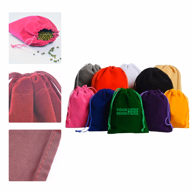 MOQ 50 Velvet Drawstring Pouch Jewelry Gift Bag