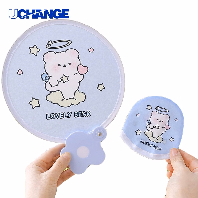 Flying Disc Folding Hand Fan Tool with Pouch