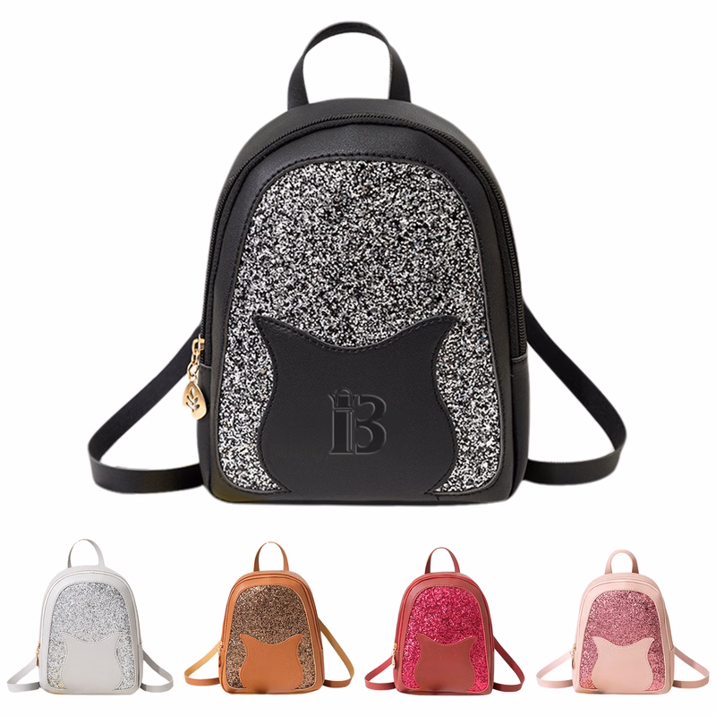 Sequin Small Shining PU Feather Backpack