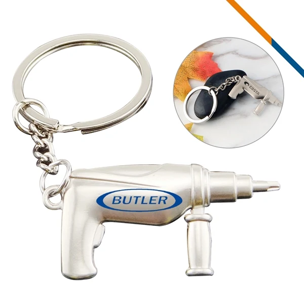 Custom Metal Mini Electric Drill Keyring with Laser Engraving — Hardware Event Giveaway 1