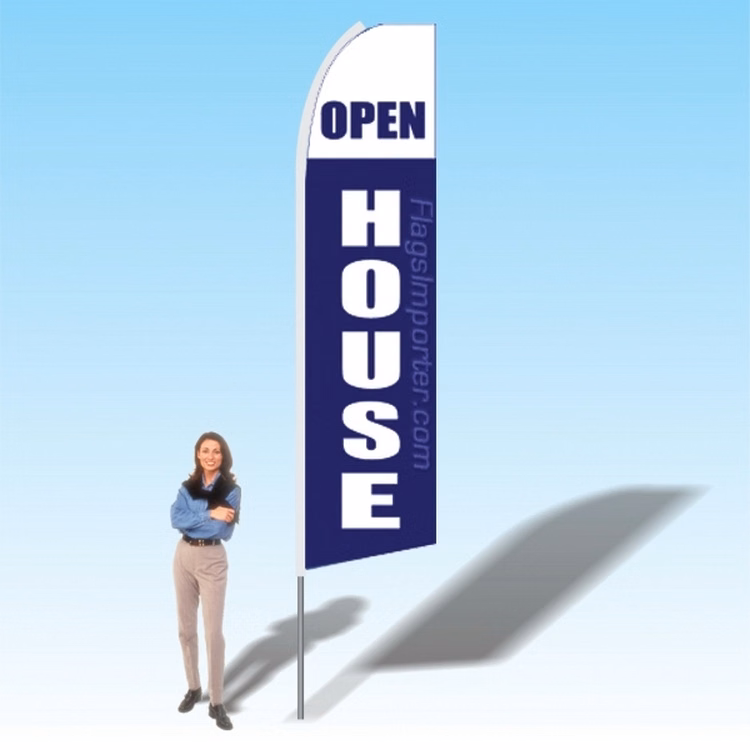 15FT Open House Blue White Advertising Banner Flag