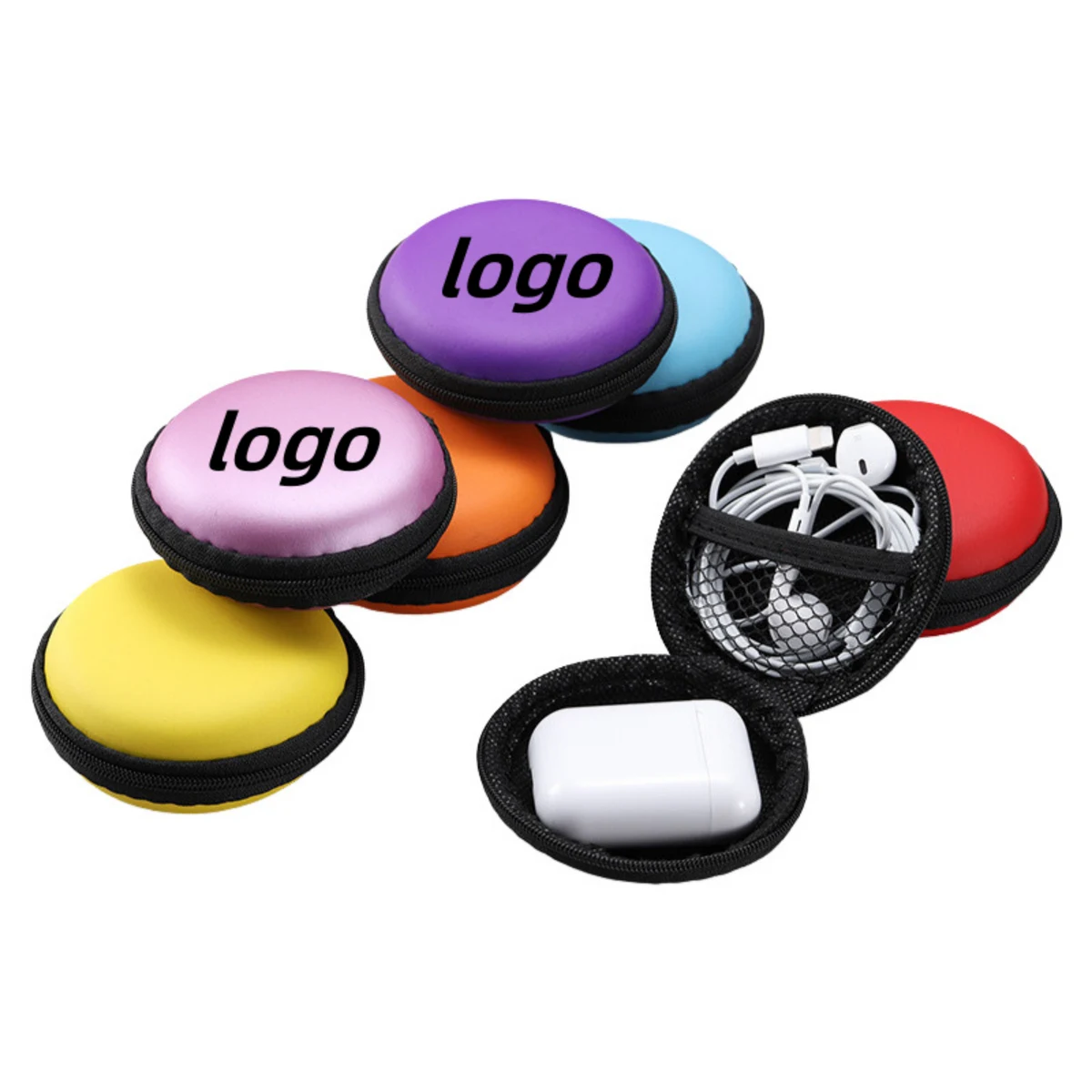 Custom Round Earphone Storage Box EVA 1