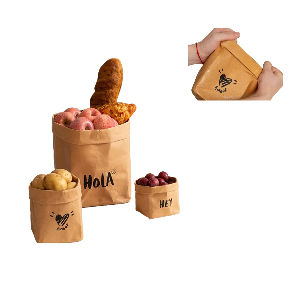 Washable Kraft Paper Thickness Grocery Bag 1