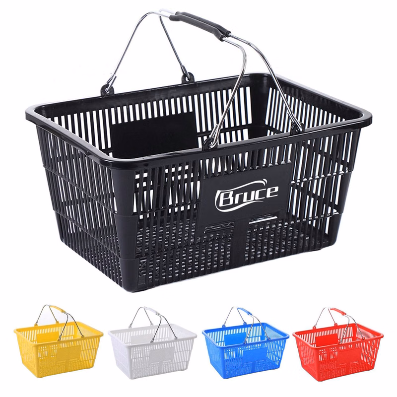 Sturdy Plastic Shopping Basket with Handles