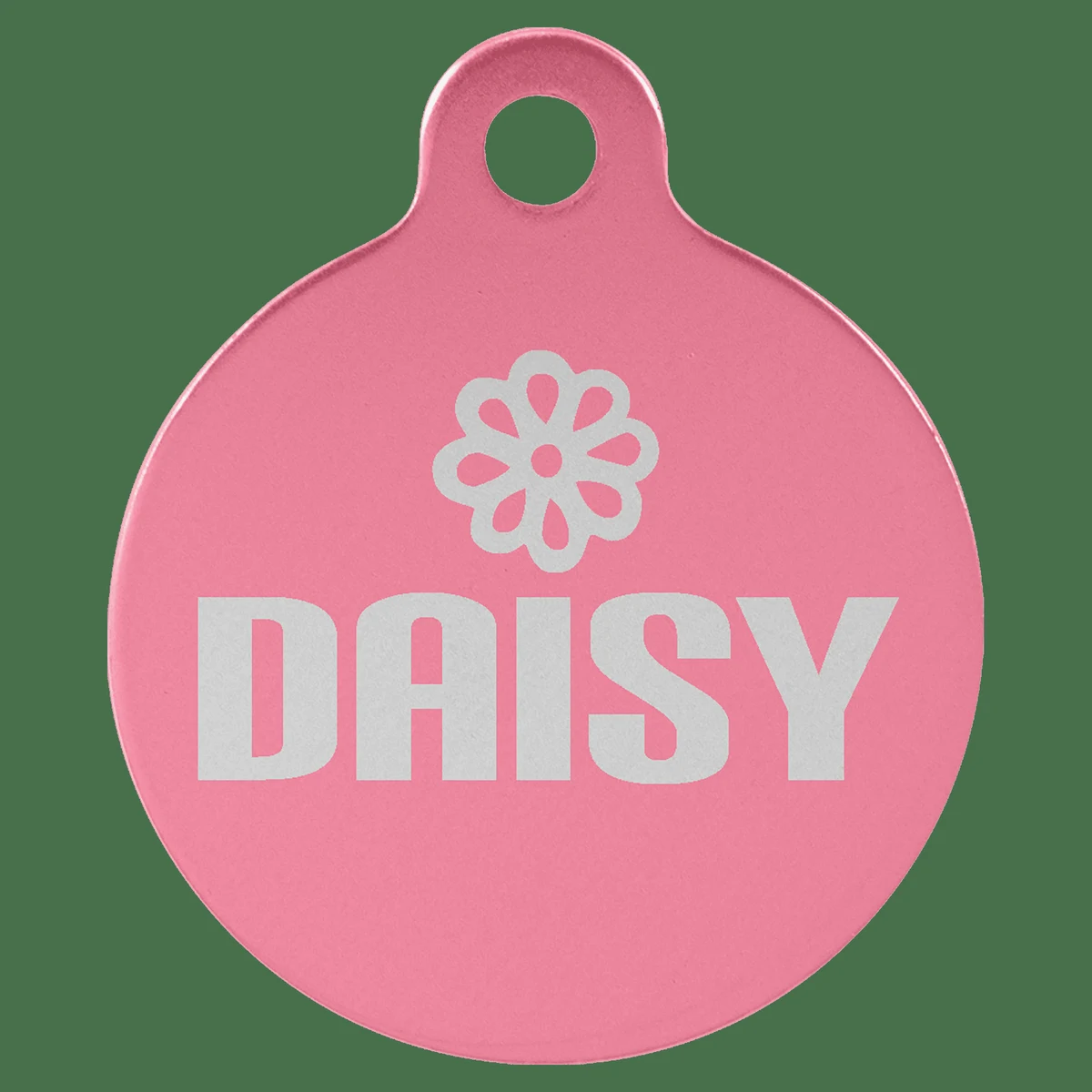 1 1/4" Pink Anodized Aluminum Round Pet Tag with Tab 1