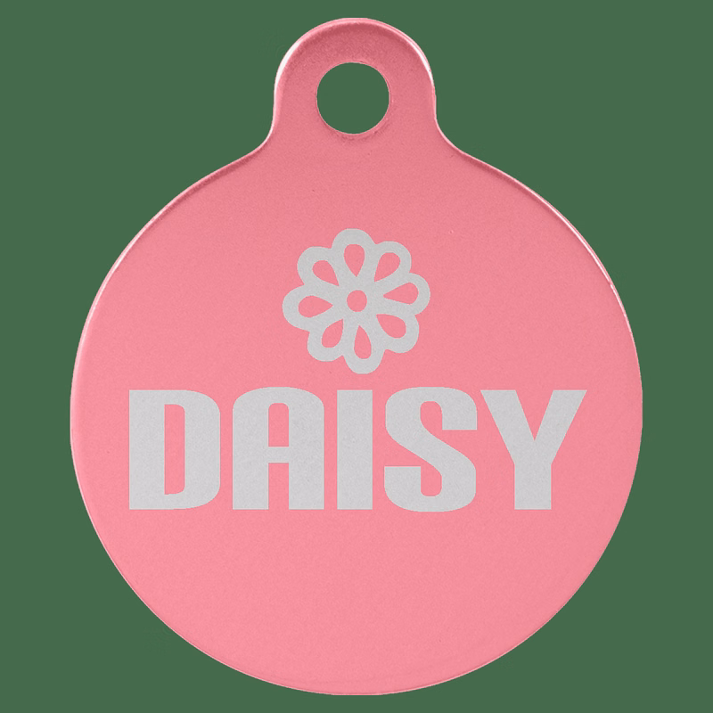 1 1/4" Pink Anodized Aluminum Round Pet Tag with Tab