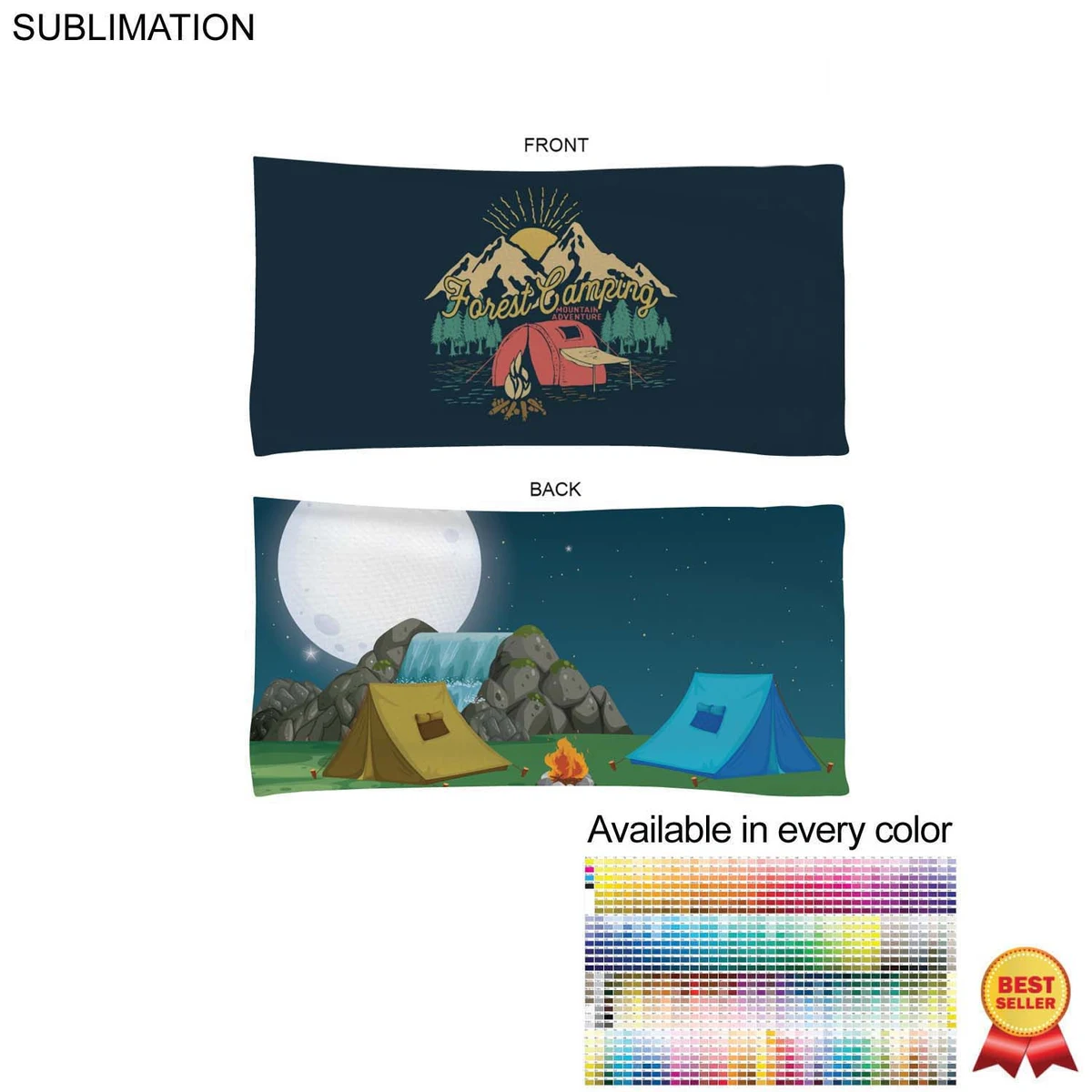 Camping Towel in Absorbent and Compact Microfiber Dri-Lite Terry, 22x44, Sublimated 2 sides 1