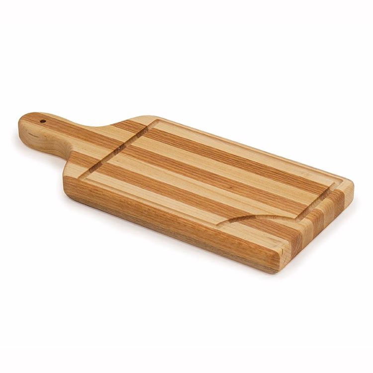 Combination Hardwood Cutting Board Edge Grain with Groove & Handle -14x6x1