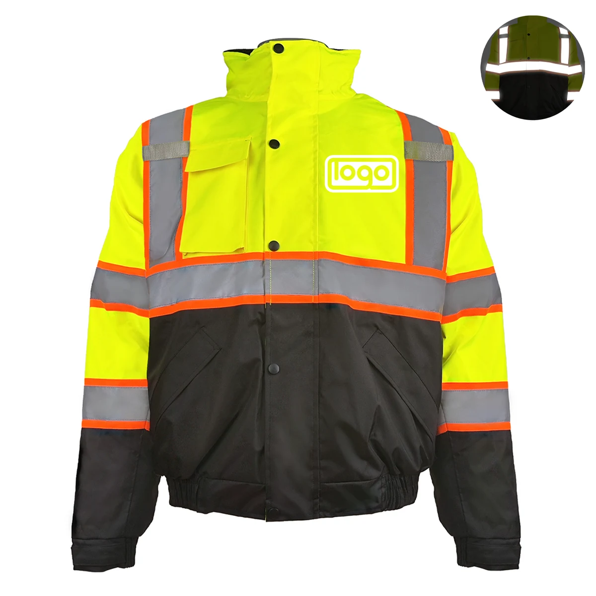 Waterproof Oxford Hooded Reflective Safety Rain Coat 1