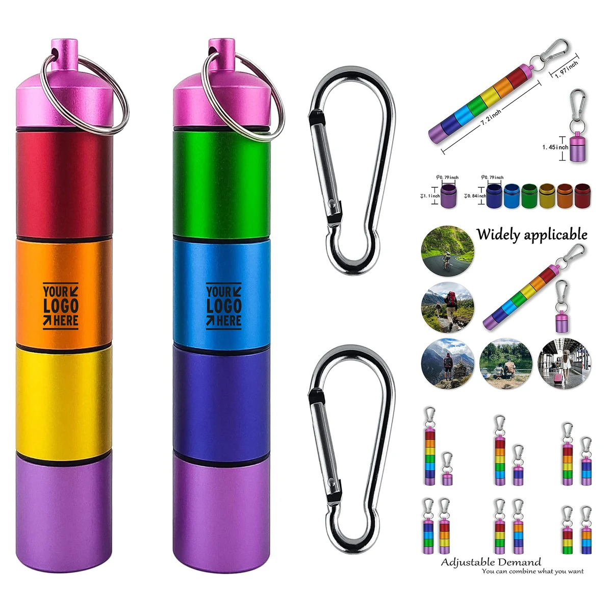 Small Portable Metal Stackable Waterproof Medicine Container Travel Pill Organizer with Keychain 1