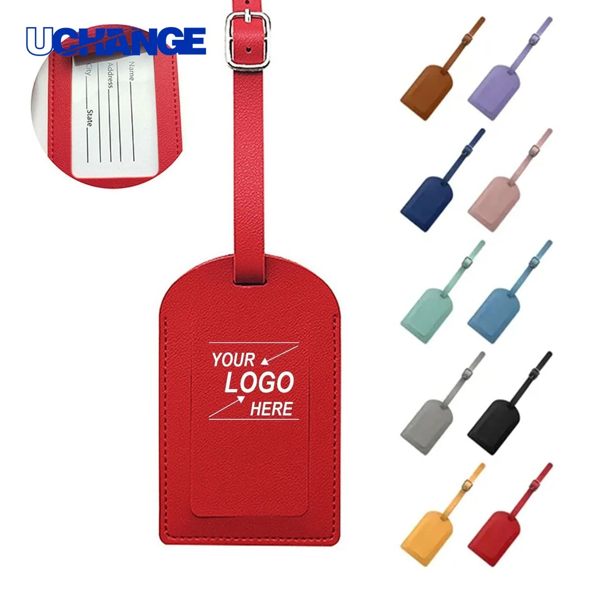PU Leather Luggage Tag with Adjustable Lanyard 1