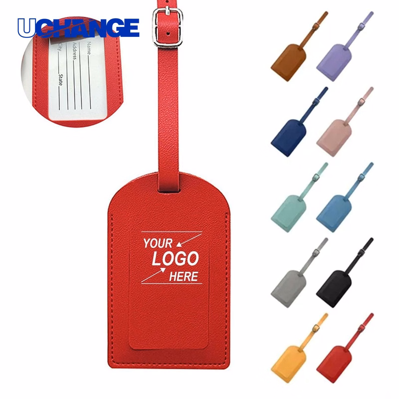 PU Leather Luggage Tag with Adjustable Lanyard