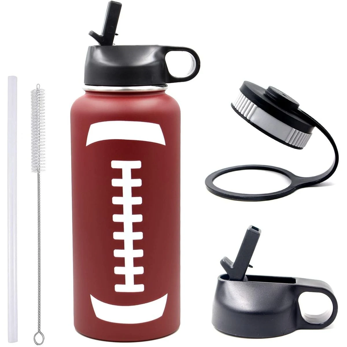 18 oz Basketball Water Bottle, Sports Flask Metal Travel Tumbler with 2 Lids, Stainless Steel 1