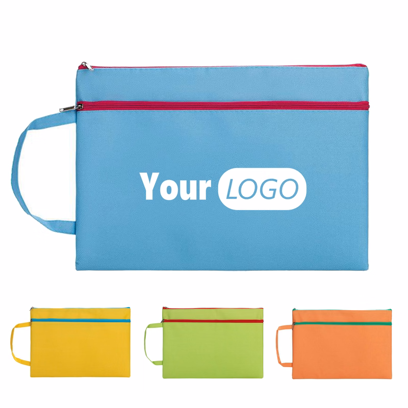 Colorful Canvas Dual-Zipper Document Bag