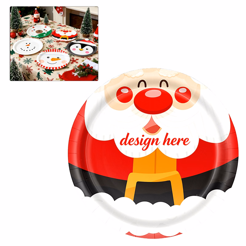 Custom Heavy Duty Disposable Plates Christmas Designs