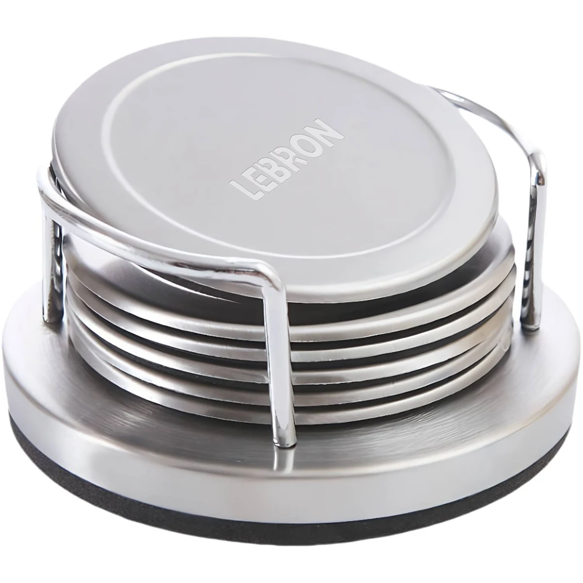 6Pcs Round Stainless Steel Coasters Set 1