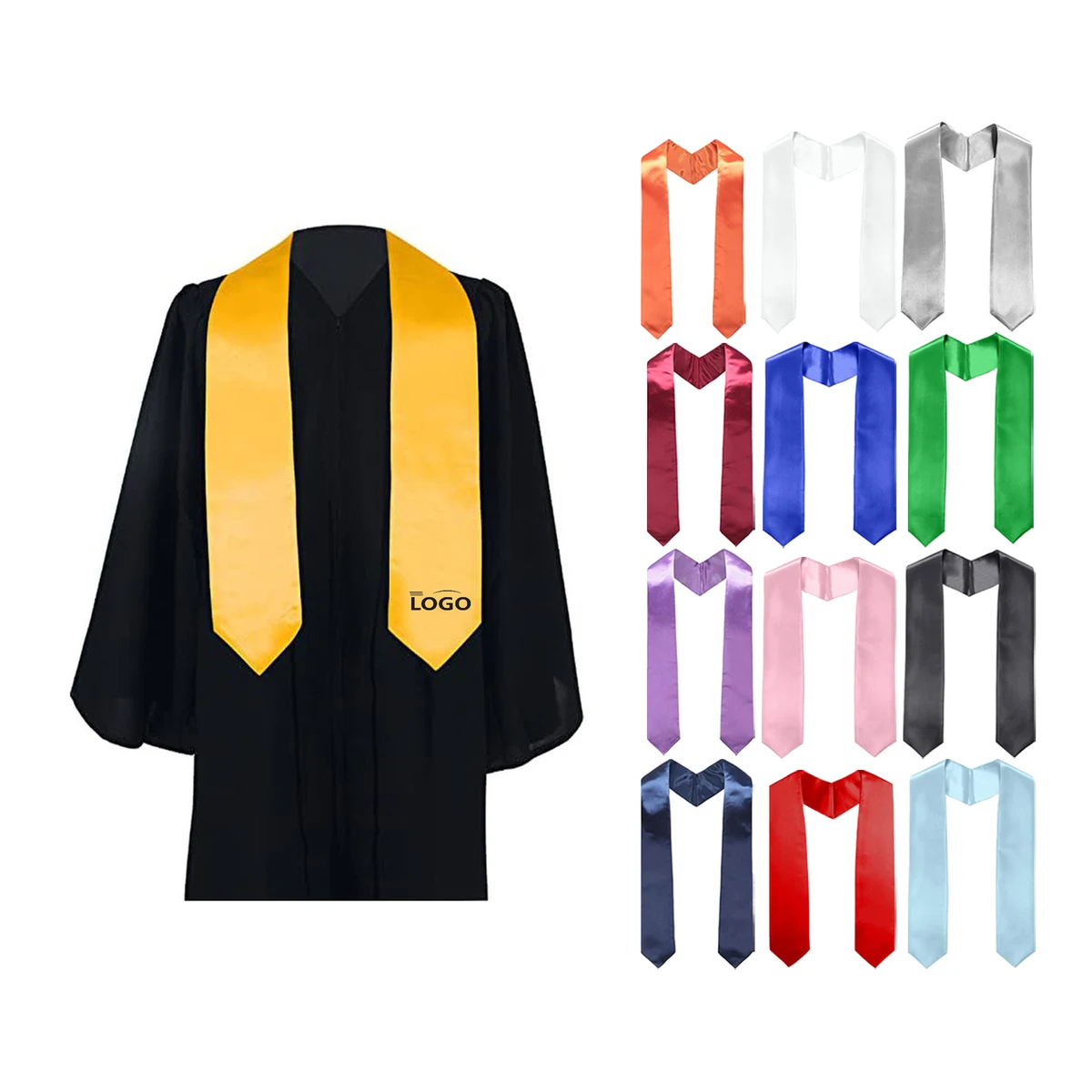 University Unisex Plain Honor Ribbon Graduation Stole 1