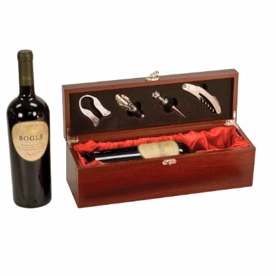 Rosewood Single Wine Box with Tools (engraved plate)