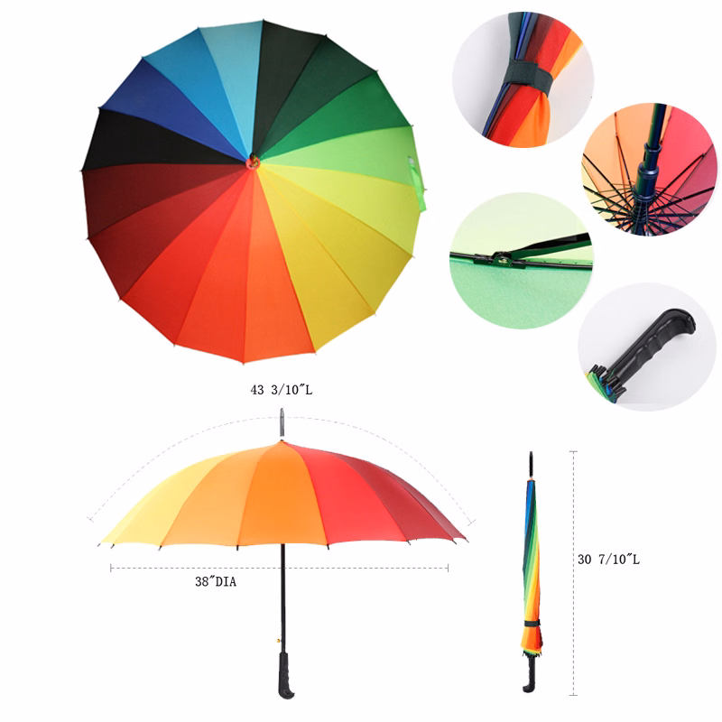 Automatic Open Straight Rod Rainbow Umbrella