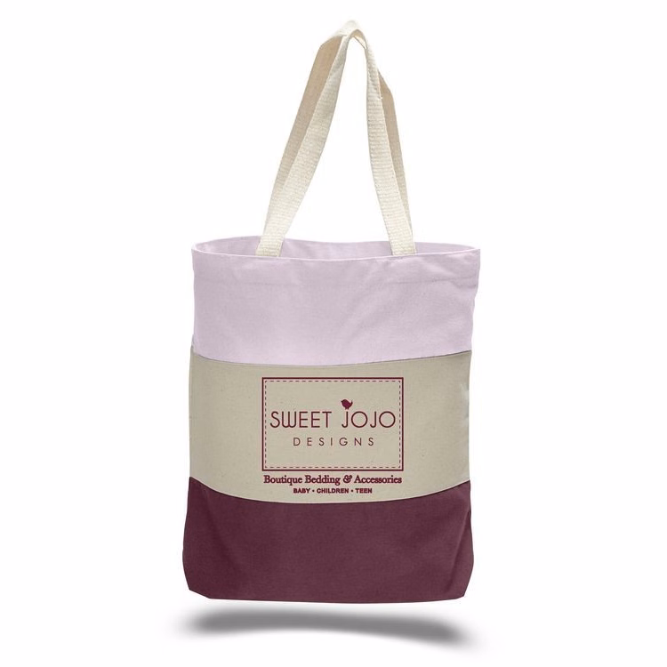 12 Oz. Canvas Tri Color Tote Bag w/ Gusset (15"x15"x3")