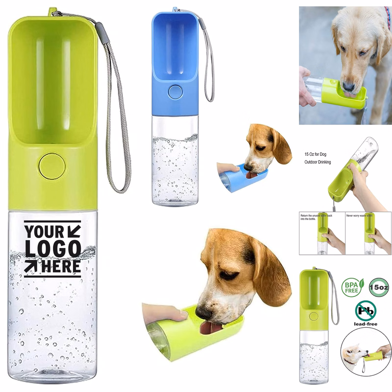 15 OZ Portable Dog Water Bottle Leak Proof Puppy Dispenser With Drinking Feeder 