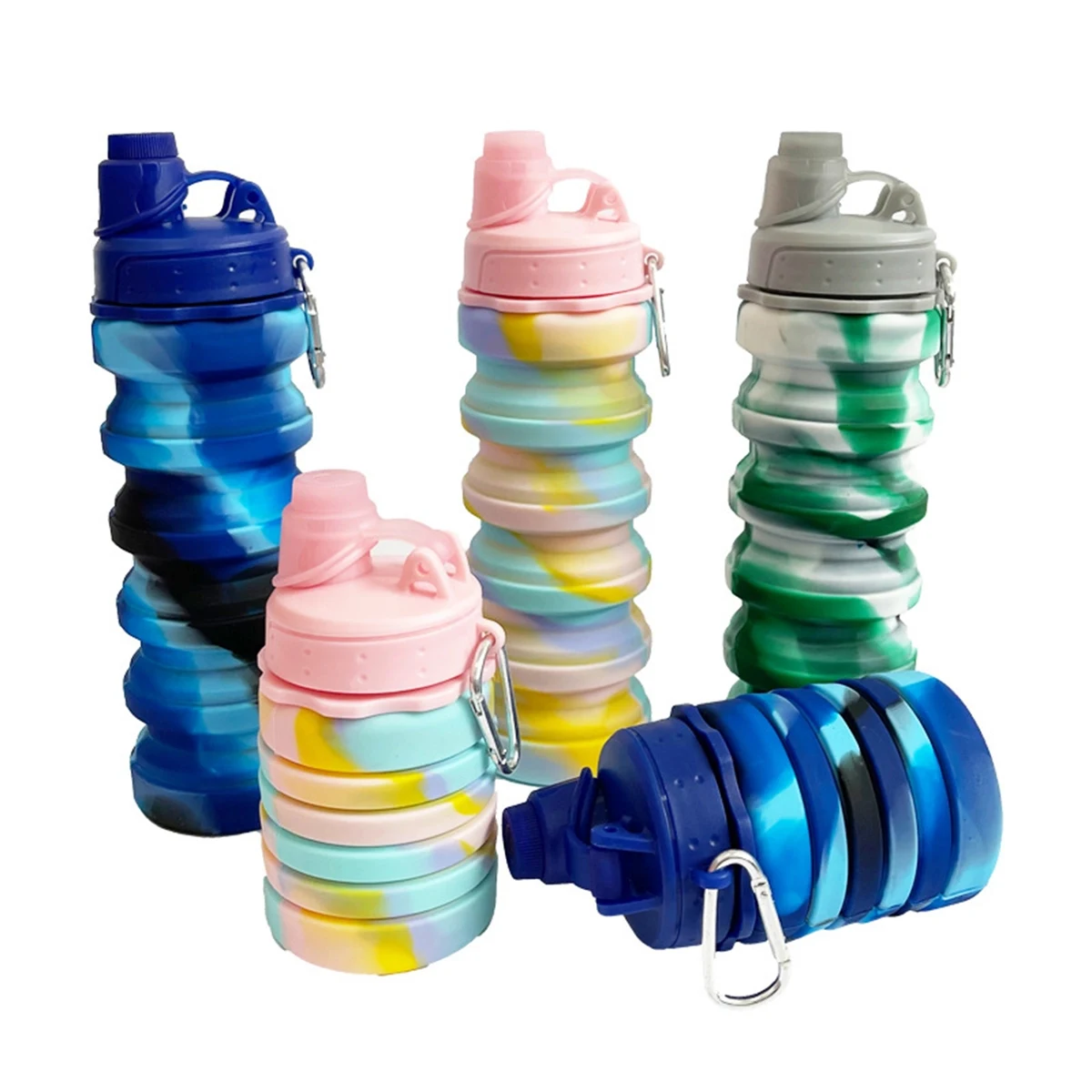 17 Oz. Rainbow Silicone Collapsible Sport Water Bottle 1