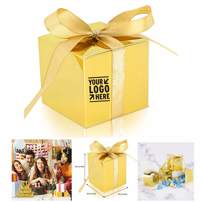 2 x 2 x 2 inch Mini White Brown Heart Gift Box