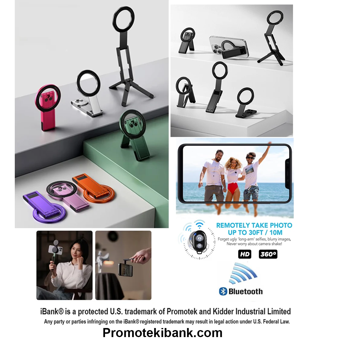 iBank ® Magnetic Aluminum Tripod compatible with iPhone 17/16/15/14 + Bluetooth Shutter Remote. Free 1