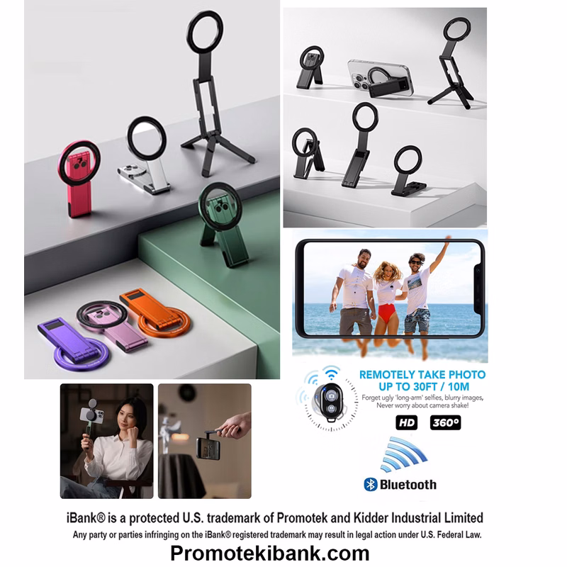 iBank ® Magnetic Aluminum Tripod compatible with iPhone 17/16/15/14 + Bluetooth Shutter Remote. Free