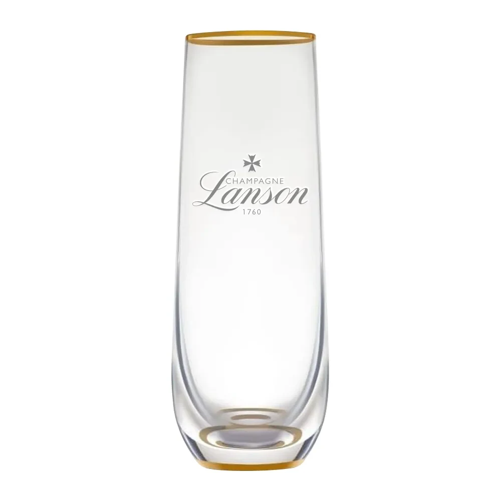 9oz. Gold Rimmed Stemless Champagne Flute 1