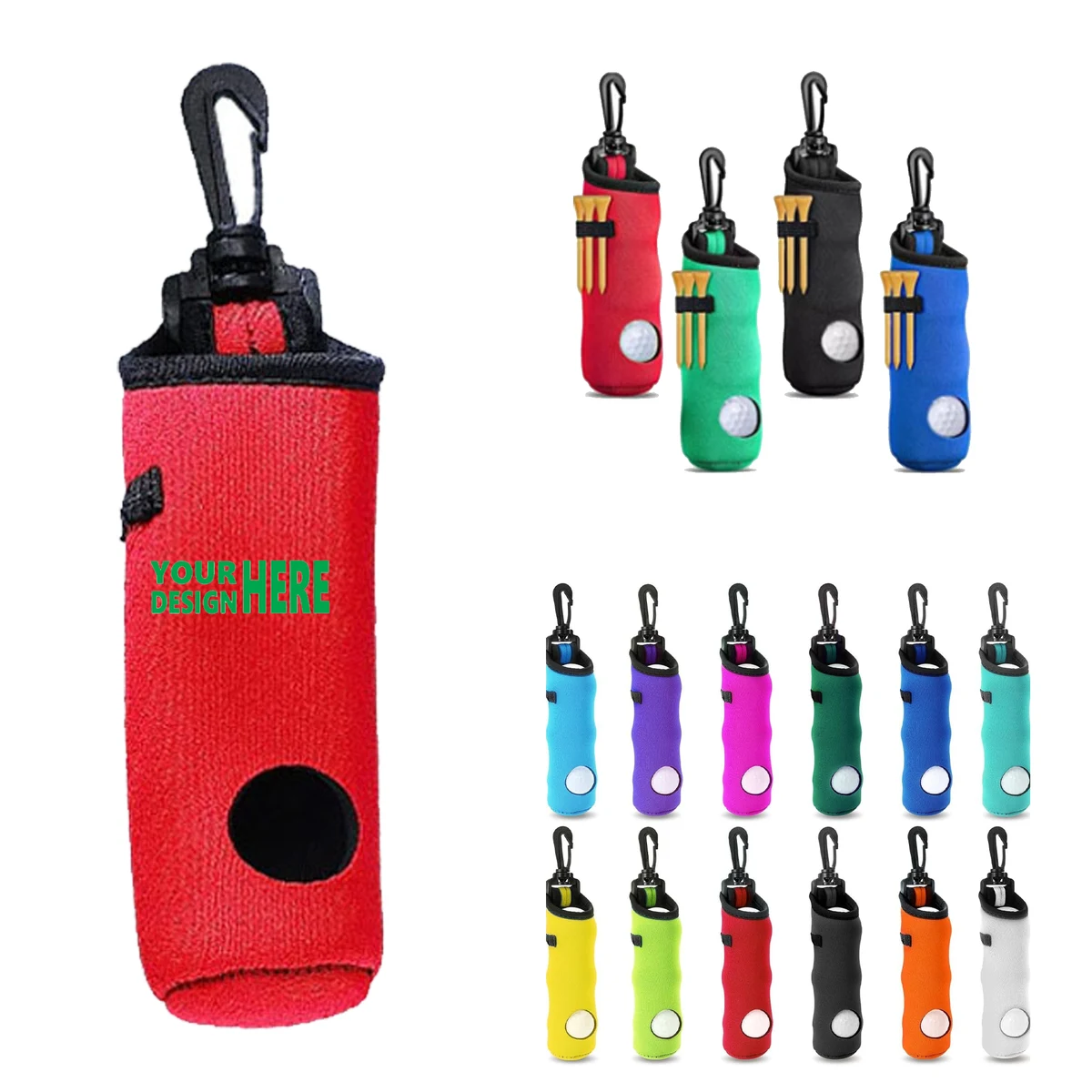 Golf Tee Storage Bag with Carabiner 1