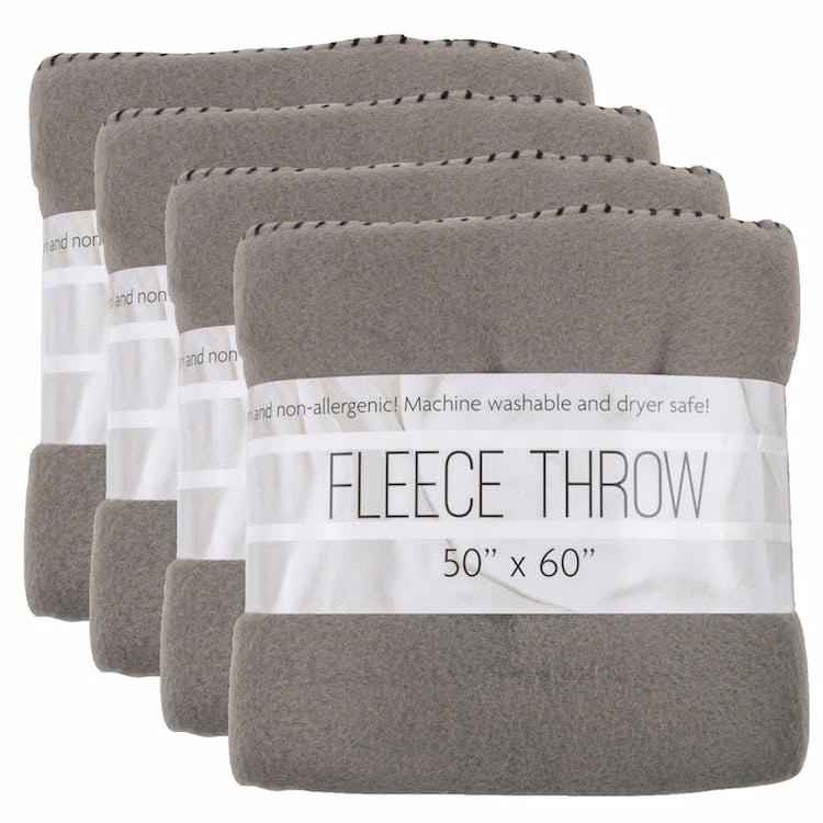 Gray Fleece Blankets - 50" x 60"