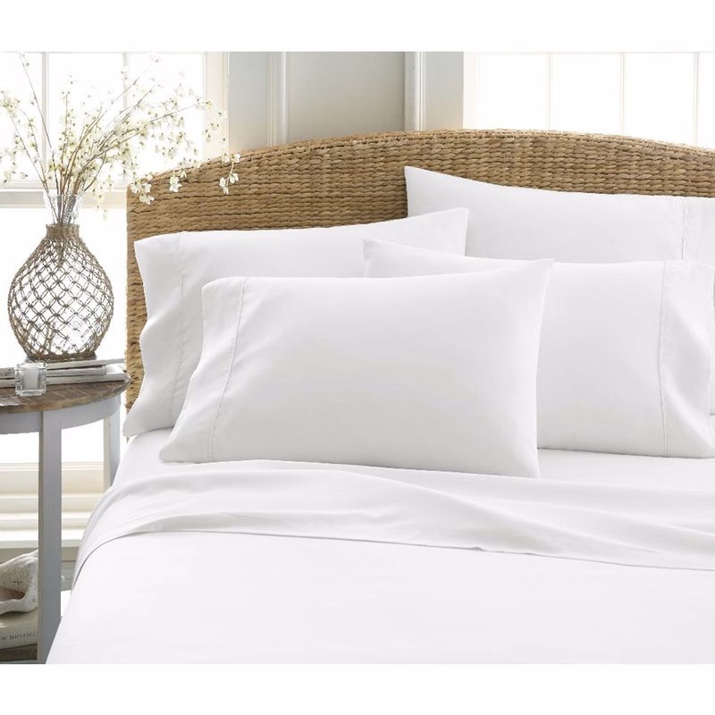 Microfiber Bed Sheet Sets - White Cali King 6 Piece Double-Brushed