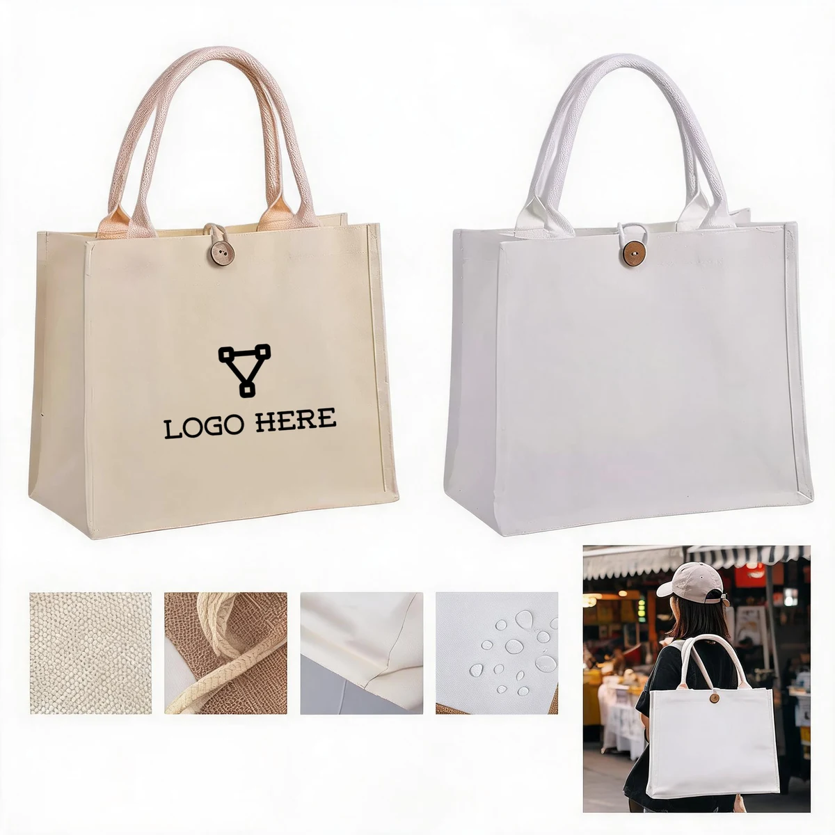 EcoReach Canvas Tote, custom tote bag with logo imprint 1