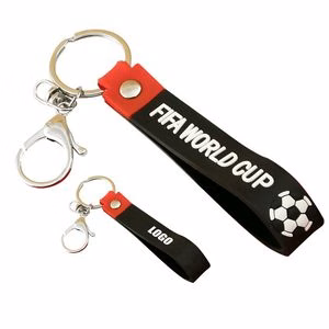 World Cup Football PVC Keychain With Key Ring Design