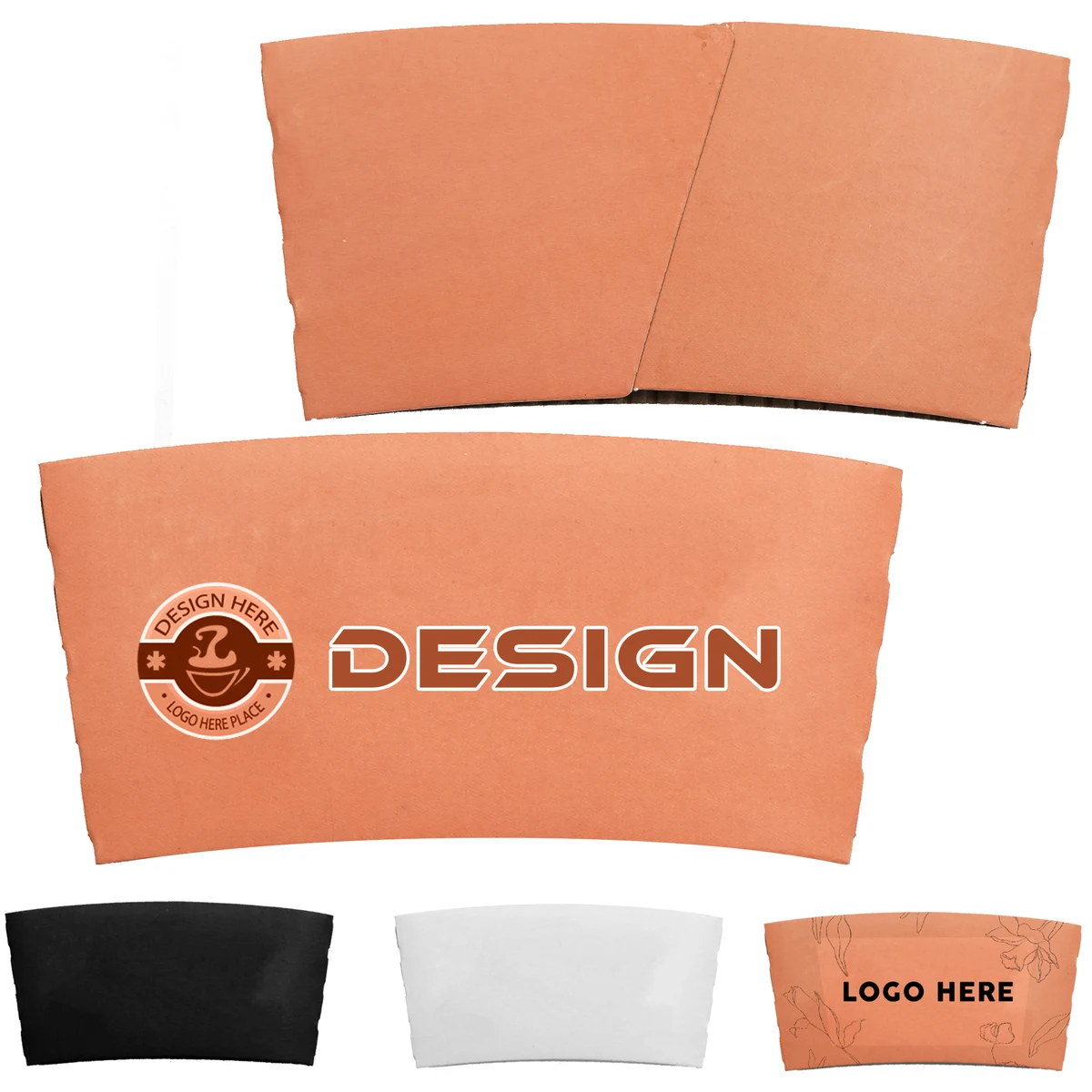 MOQ100 12-16oz Kraft Paper Cup Sleeve 1