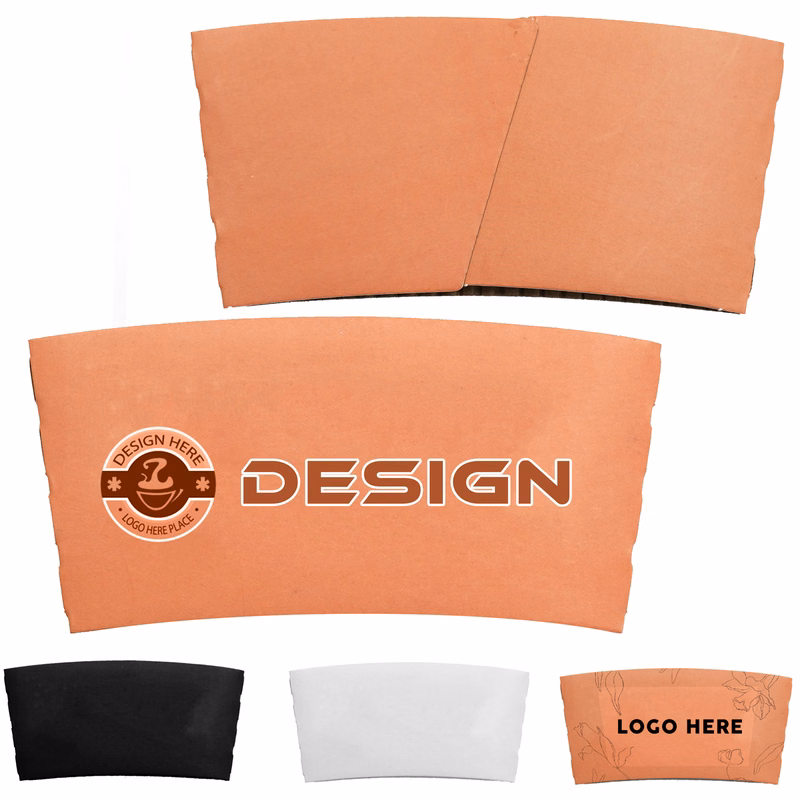 MOQ100 12-16oz Kraft Paper Cup Sleeve