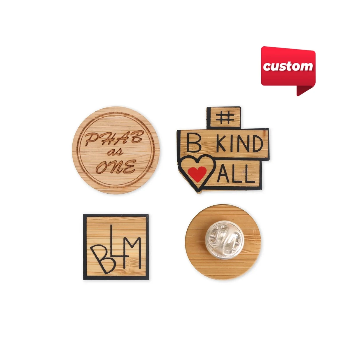 Custom Shaped Bamboo Pin 1