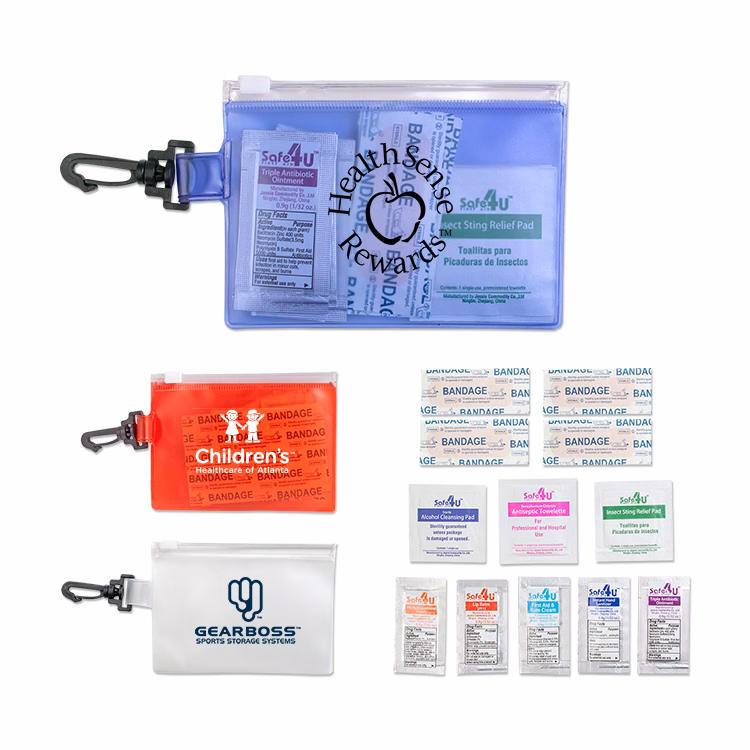 First Aid in Zip Close Pouch with Carabiner